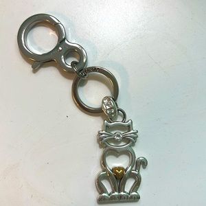 Brighton Two Tone Cleo Cat Lets Hang Out Handbag Fob. NWOT